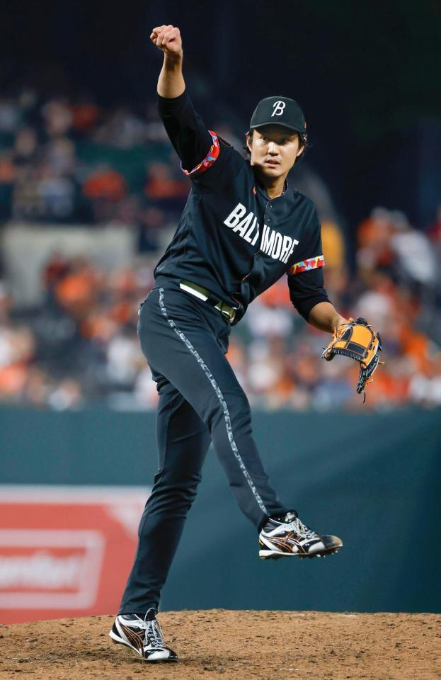 　９回に３番手で登板し、１回１失点だったオリオールズ・藤浪（共同）
