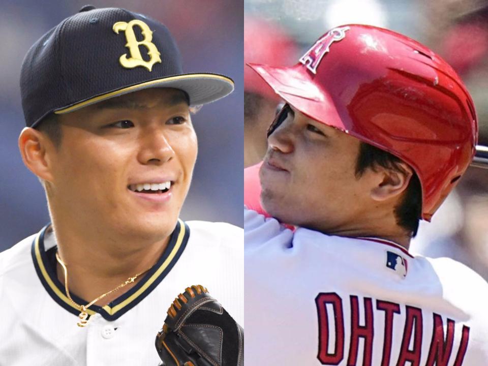 　山本由伸（左）と大谷翔平