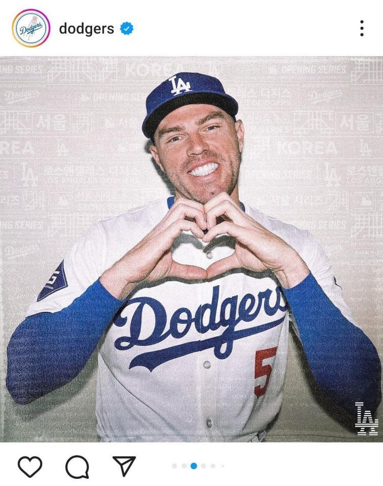 　ドジャースの公式インスタグラム（ｄｏｄｇｅｒｓ）より