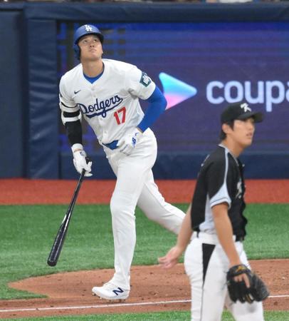 大谷翔平　第２打席は左飛も打球が上がっただけで大歓声　韓国女性ファンの声が響く　韓国入り後は４打数無安打