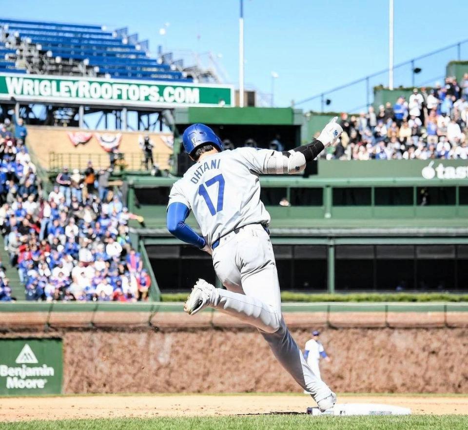 　５回、２号２ランを放った大谷（ロサンゼルス・ドジャース提供）