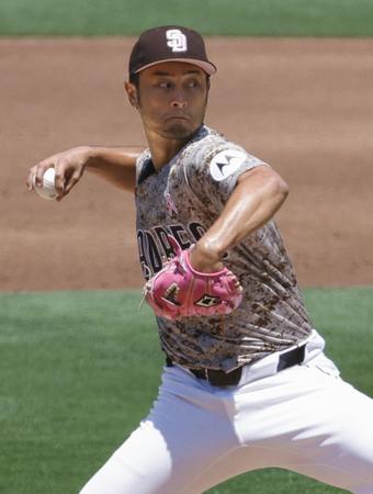 ダルビッシュ　日米通算２００勝王手　ドジャース打線に７奪三振、今季最長７回２安打無失点で３勝目