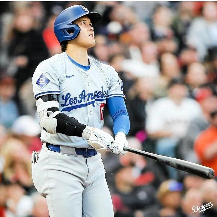 　大谷翔平＝１４日、オラクル・パーク（ロサンゼルス・ドジャース提供）