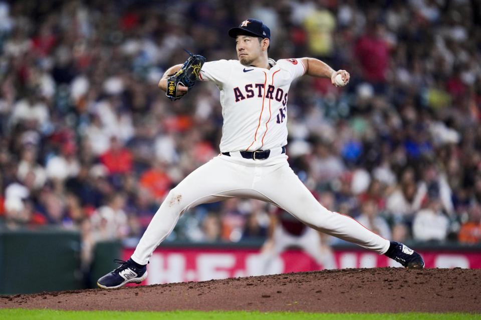 　６回７安打４失点で８勝目を挙げた菊池（ＡＰ＝共同）