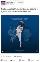 　ドジャース公式Ｘ（＠Ｄｏｄｇｅｒｓ）より