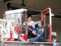 　ロスの消防署を訪問した大谷翔平（代表撮影）