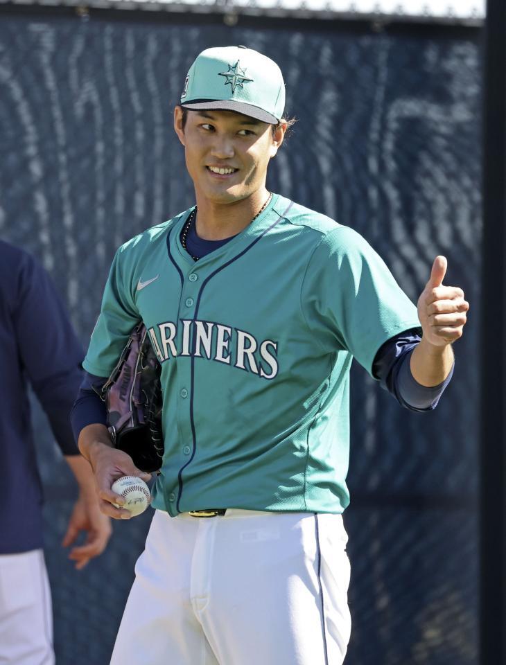 　投球練習を終えた藤浪（提供・共同通信社）