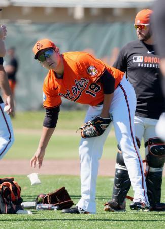 菅野、ブルペン入り延期　オリオールズ、時差ぼけの影響で