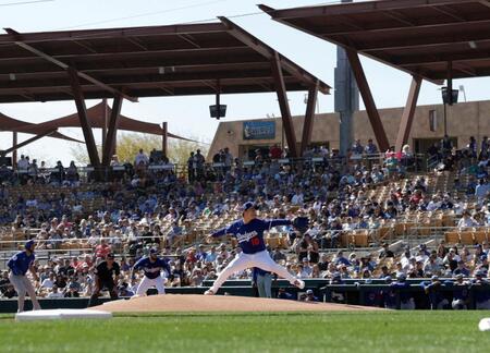　カブス戦に先発した山本（共同）