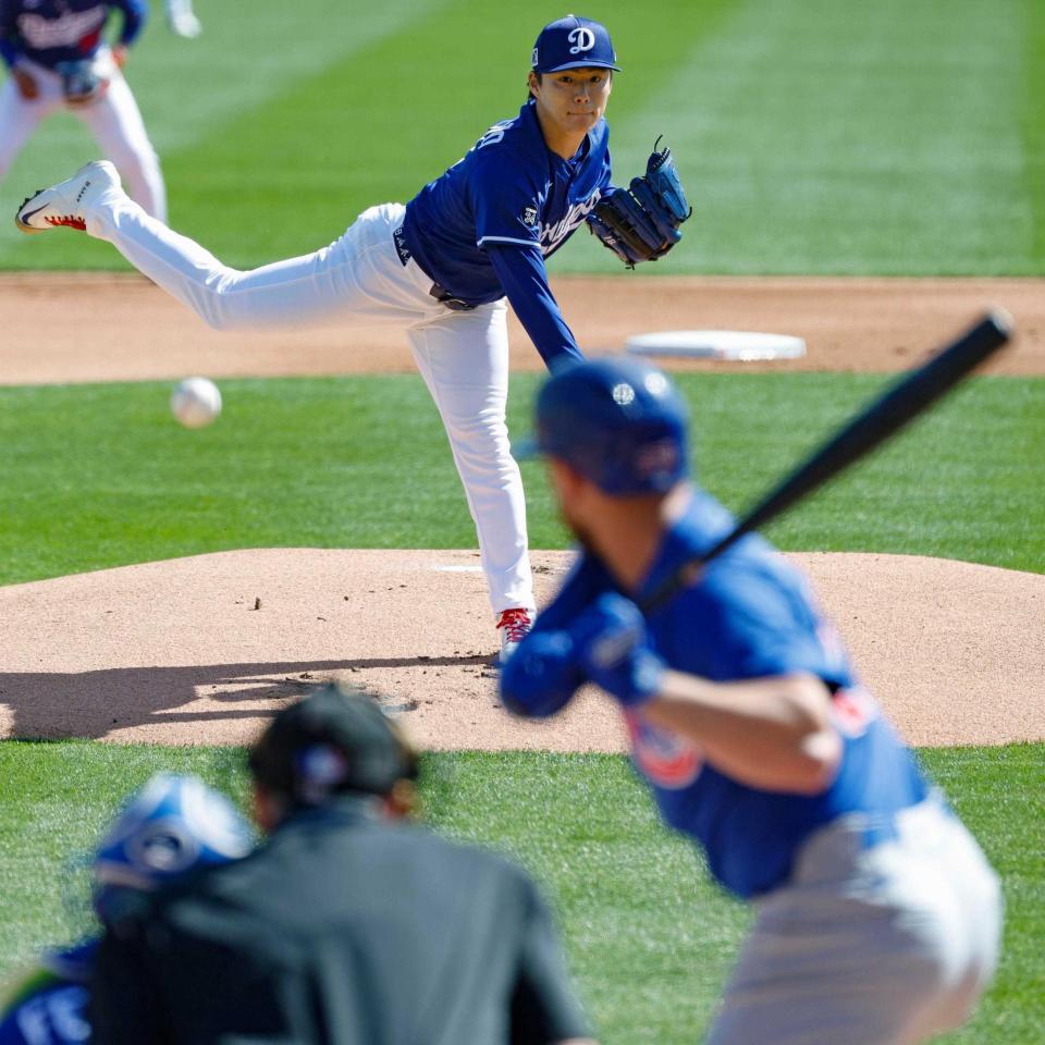 　オープン戦が始まり、カブス戦に先発したドジャース・山本（共同）