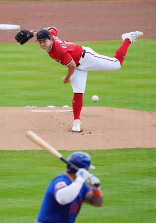 　メッツ戦に先発し、１回を１安打無失点だった小笠原（共同）