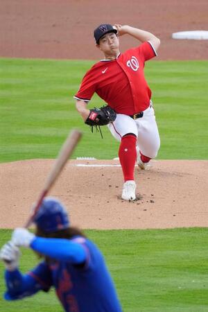 　メッツ戦に先発し、１回を１安打無失点だった小笠原（共同）