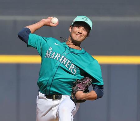 　５回に登板し、１回を無安打無失点だったマリナーズとマイナー契約の藤浪（共同）