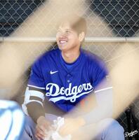 笑顔を浮かべる大谷翔平（ロサンゼルス・ドジャース提供）