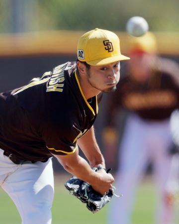 　練習試合に登板したパドレスのダルビッシュ＝ピオリア（共同）