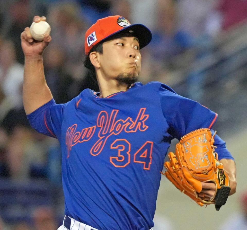 　２回を無失点に抑えたメッツ・千賀（共同）