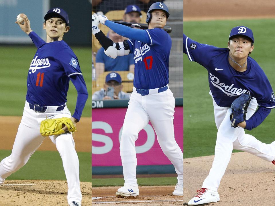　（左から）佐々木朗希、大谷翔平、山本由伸