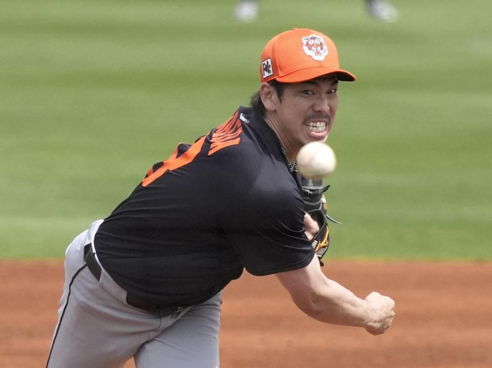 　先発し、３回２／３を１安打無失点だった前田（共同）