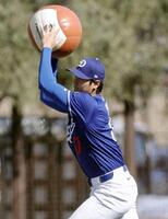 　トレーニングするドジャース・大谷