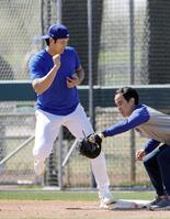 　帰塁練習をするドジャース・大谷