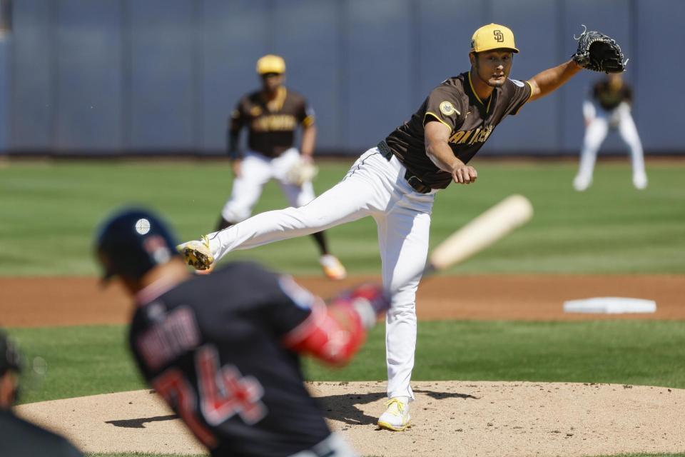 　ガーディアンズ戦に先発し、２回２／３を投げ４安打２失点だったダルビッシュ（共同）