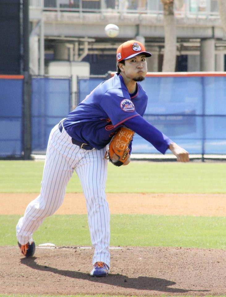 　自チームのマイナーを相手にした試合形式に登板した千賀