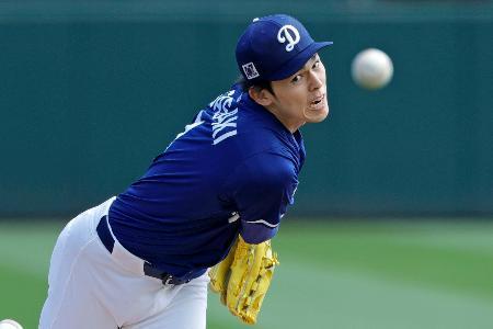 　ガーディアンズ戦でオープン戦に初先発し、４回１安打無失点だったドジャース・佐々木＝グレンデール（共同）