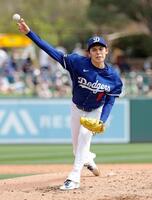 ガーディアンズ戦でオープン戦に初先発し、４回１安打無失点だったドジャース・佐々木＝グレンデール（共同）