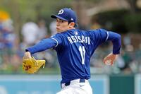 ガーディアンズ戦でオープン戦に初先発し、４回１安打無失点だったドジャース・佐々木＝グレンデール（共同）