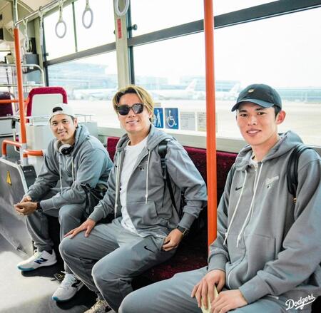 　（左から）大谷、山本、佐々木（ロサンゼルス・ドジャース提供）