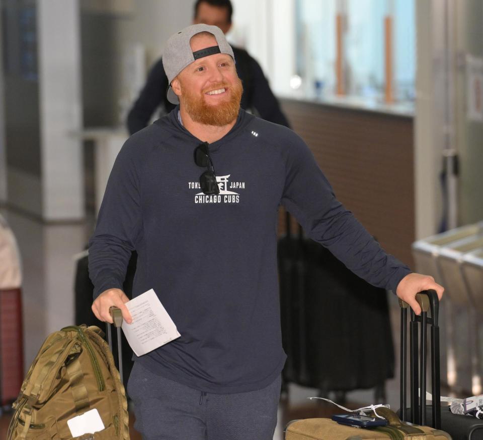 　ＭＬＢ開幕戦を前に、日本に到着したジャスティン・ターナー（撮影・伊藤笙子）