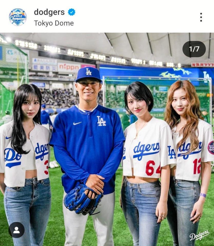 　ドジャースの公式インスタグラム（＠ｄｏｄｇｅｒｓ）から