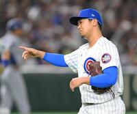 　４回、ピンチを切り抜け苦い表情の今永（撮影・伊藤笙子）