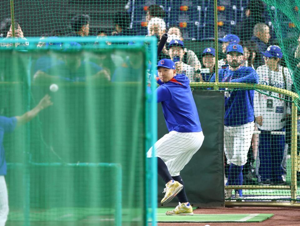 　打撃練習する鈴木（撮影・吉澤敬太）