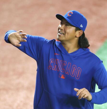 　明るい表情でランニングする今永（撮影・吉澤敬太）