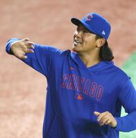 　明るい表情でランニングする今永（撮影・吉澤敬太）