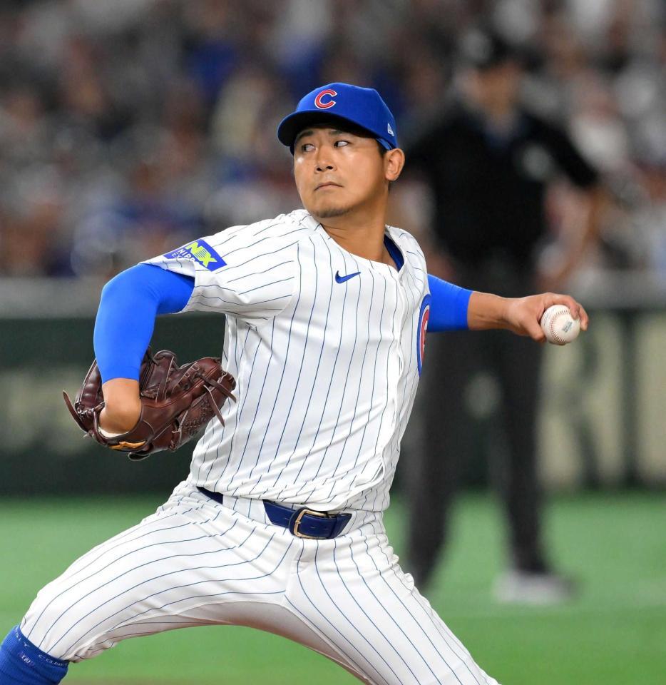 　力投するカブス先発の今永（撮影・伊藤笙子）