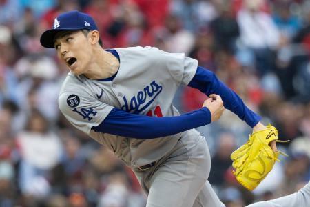 　フィリーズ戦で先発したドジャースの佐々木朗希＝５日、フィラデルフィア（ＡＰ＝共同）