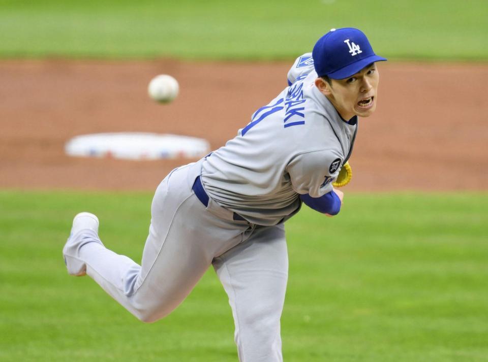 　先発した佐々木。４回０／３を３安打１失点でメジャー初勝利はならなかった（共同）