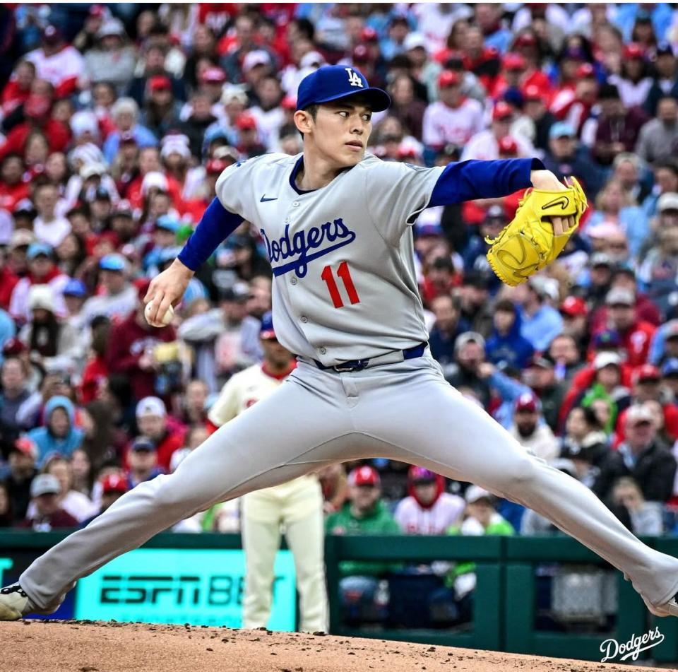 　先発した佐々木（ロサンゼルス・ドジャース提供）