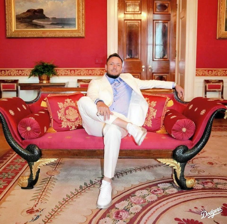 　ホワイトハウスを訪問したロハス（ロサンゼルス・ドジャース提供）