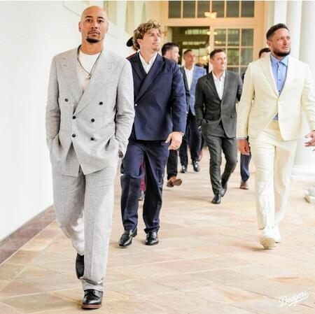 　ホワイトハウスを訪問したドジャースの選手たち（ロサンゼルス・ドジャース提供）