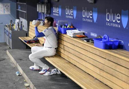 　４打数無安打となり開幕からの連続試合出塁が14で止まった大谷