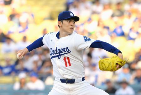 　カブス戦に先発したドジャース・佐々木＝ロサンゼルス（共同）