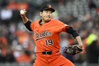 　ブルージェイズ戦に先発し、４回２／３を投げ８安打３失点だった菅野（ＡＰ＝共同）