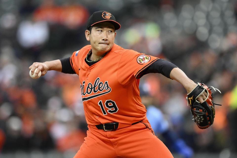 　ブルージェイズ戦に先発し、４回２／３を投げ８安打３失点だった菅野（ＡＰ＝共同）