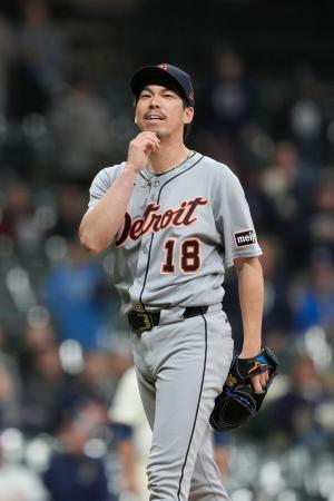 　ブルワーズ戦の８回から登板したタイガースの前田＝ミルウォーキー（ゲッティ＝共同）