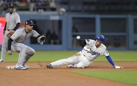 　３回、二盗を決めてメジャー通算１５０盗塁に到達した大谷