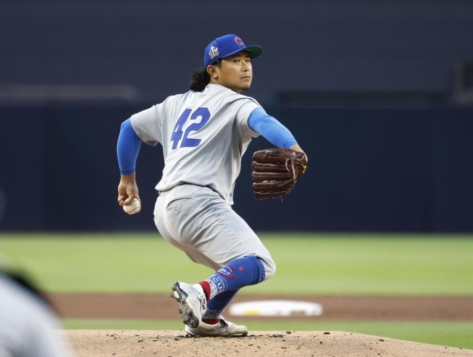 　先発した今永。「ジャッキー・ロビンソン・デー」で背番号「42」をつけている