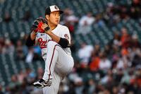 　ガーディアンズ戦に先発し、７回２失点で２勝目を挙げたオリオールズ・菅野（ゲッティ＝共同）
